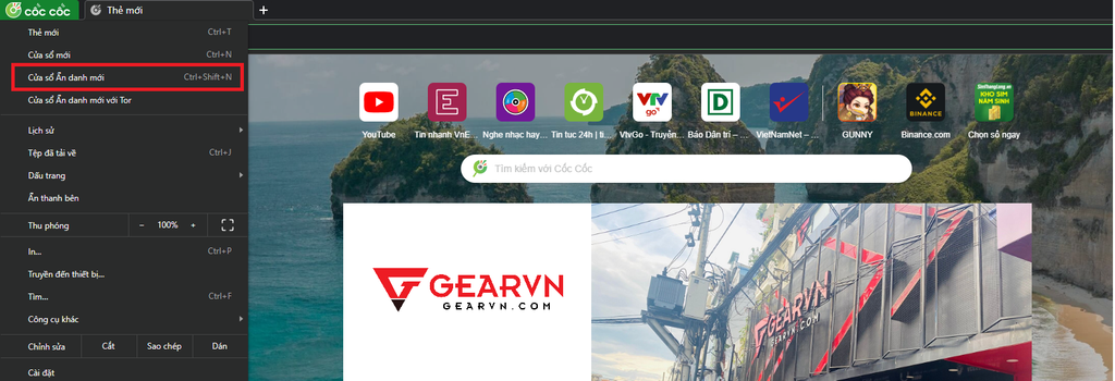 GEARVN - Cách mở tab ẩn danh trên trình duyệt Cốc Cốc