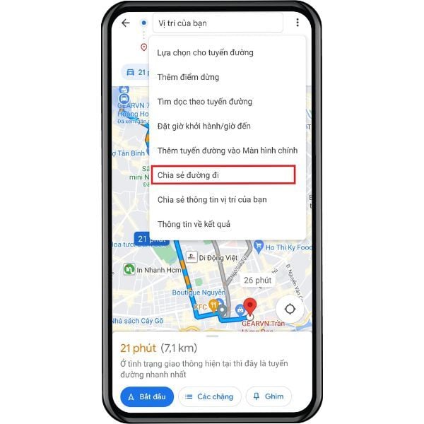 GEARVN - Cách chia sẻ vị trí dự kiến đến trong Google Map