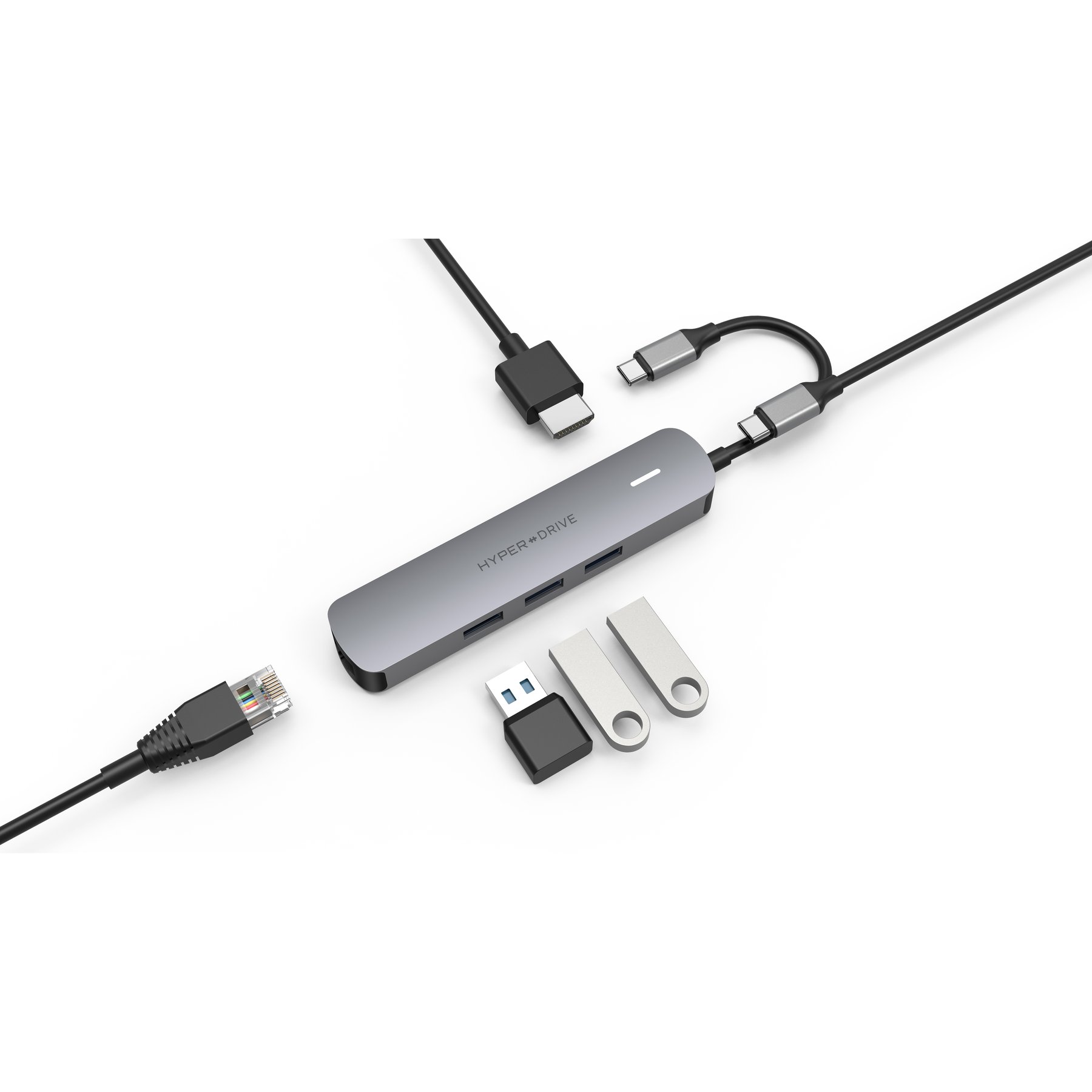 GEARVN.COM CỔNG CHUYỂN HYPERDRIVE 4K HDMI 6-IN-1 USB-C HUB FOR MACBOOK, SURFACE, ULTRABOOK, CHROMEBOOK, PC & USB-C DEVICES -HD233B