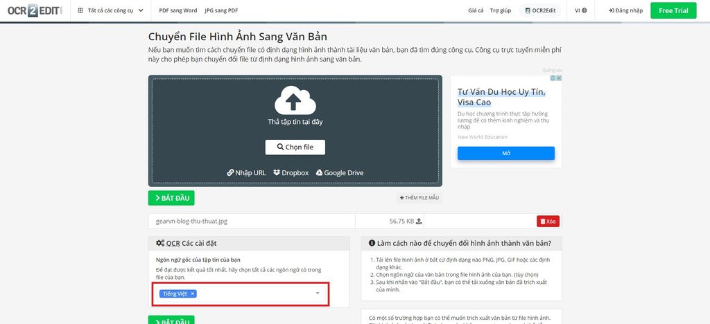 Chuyển hình ảnh sang văn bản bằng OCR2edit - GEARVN