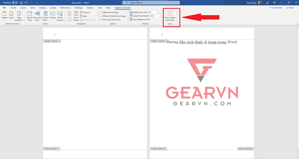 GEARVN - Cách viết số trang nhập Word kể từ trang bất kỳ