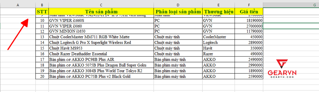 GEARVN - Hướng dẫn cố định dòng đầu tiên trong Excel