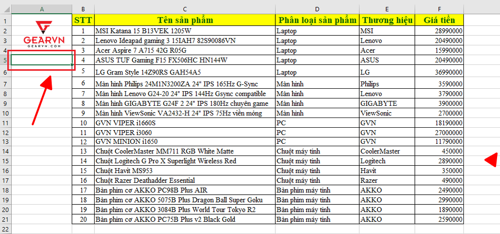 GEARVN - Hướng dẫn cố định nhiều dòng trong Excel