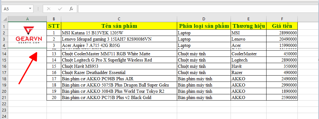 GEARVN - Hướng dẫn cố định nhiều dòng trong Excel