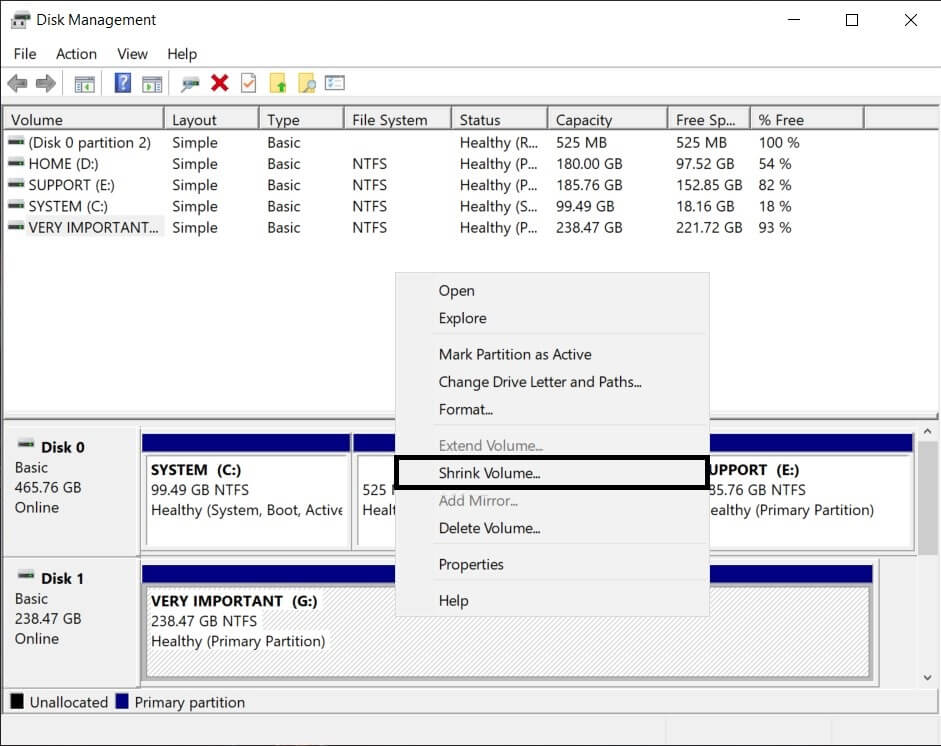 Hướng dẫn phân chia ổ cứng lưu trữ trên Windows 10 đơn giản - GEARVN.COM