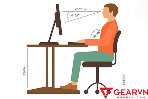 GEARVN Khoảng cách giữa mắt và màn hình máy tính