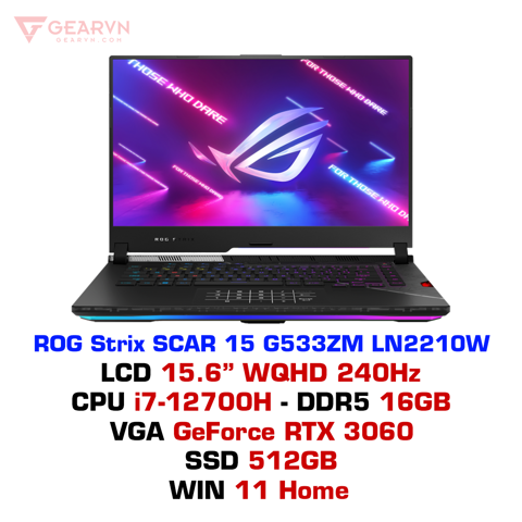 GEARVN Laptop Asus Gaming ROG Strix SCAR 15 G533ZM LN2210W