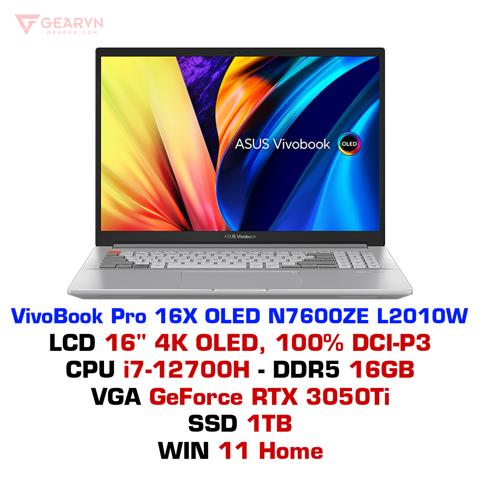GEARVN - Laptop ASUS VivoBook Pro 16X OLED N7600ZE L2010W