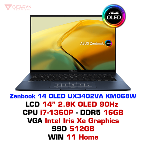 GEARVN Laptop ASUS Zenbook 14 OLED UX3402VA KM068W