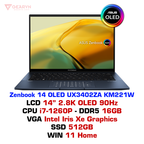 GEARVN Laptop Asus Zenbook 14 OLED UX3402ZA KM221W