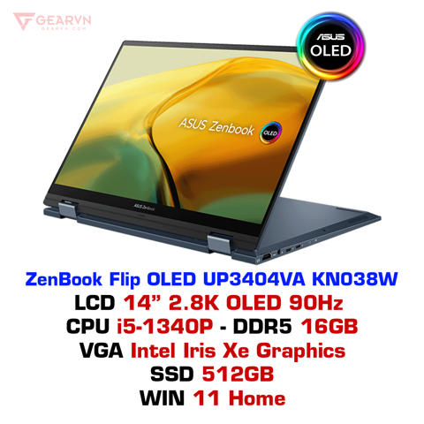 GEARVN Laptop Asus ZenBook Flip OLED UP3404VA KN038W