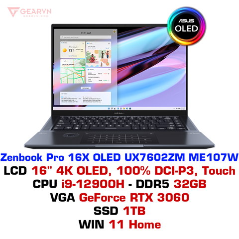 GEARVN Laptop ASUS Zenbook Pro 16X OLED UX7602ZM ME107W
