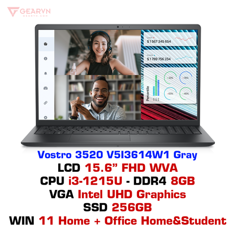 GEARVN Laptop Dell Vostro 3520 V5I3614W1 Gray