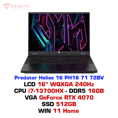 GEARVN - Laptop gaming Acer Predator Helios 16 PH16-71-72BV