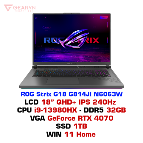 GEARVN Laptop gaming ASUS ROG Strix G18 G814JI N6063W