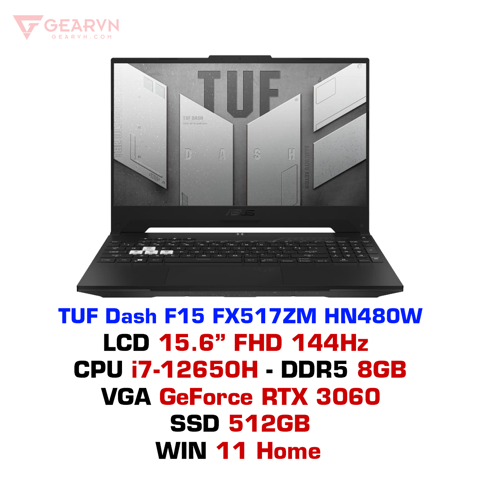 GEARVN Laptop gaming ASUS TUF Dash F15 FX517ZM HN480W