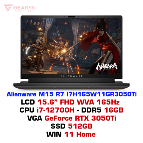 GEARVN Laptop gaming Dell Alienware M15 R7 I7H165W11GR3050Ti