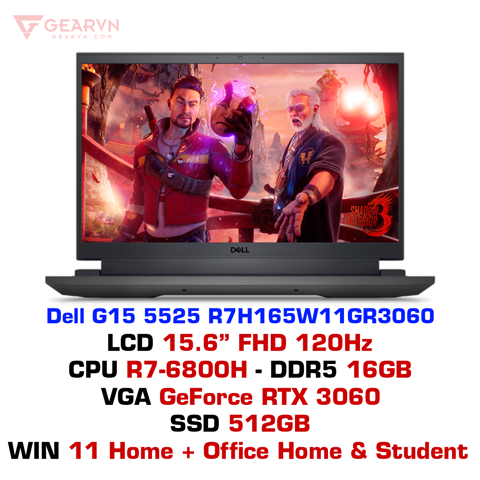 GEARVN- Laptop gaming Dell G15 5525 R7H165W11GR3060