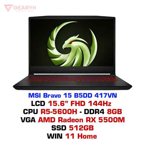 GEARVN Laptop gaming MSI Bravo 15 B5DD 417VN