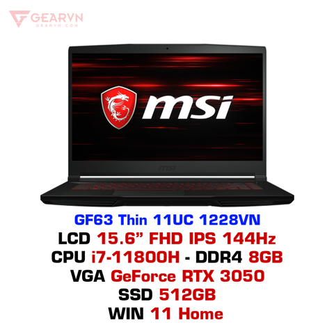 GEARVN Laptop Gaming MSI GF63 Thin 11UC 1228VN