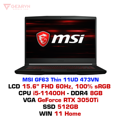 GEARVN Laptop gaming MSI GF63 Thin 11UD 473VN