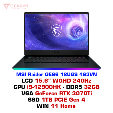 GEARVN Laptop gaming MSI Raider GE66 12UGS 463VN