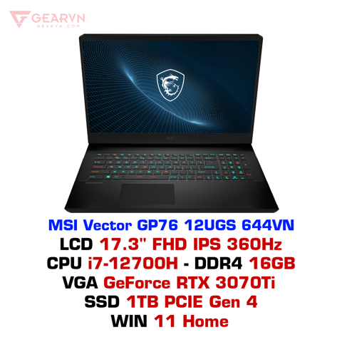 GEARVN Laptop Gaming MSI Vector GP76 12UGS 644VN