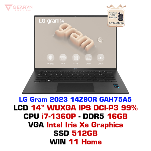 GEARVN - Laptop LG Gram 2023 14Z90R GAH75A5