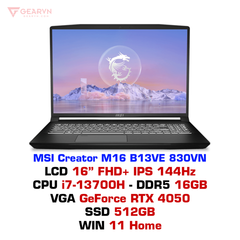 GEARVN - Laptop MSI Creator M16 B13VE 830VN