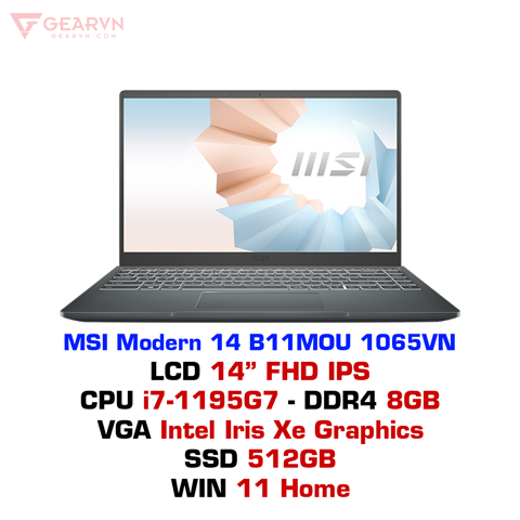 GEARVN - Laptop MSI Modern 14 B11MOU 1065VN