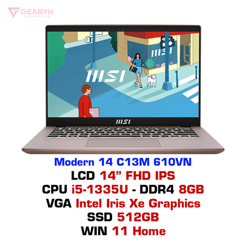GEARVN - Laptop MSI Modern 14 C13M 610VN