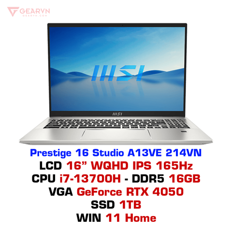 GEARVN Laptop MSI Prestige 16 Studio A13VE 214VN