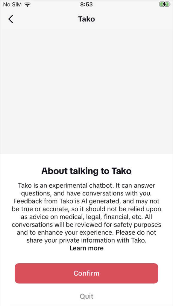 GEARVN - TAKO - Chatbot AI của Tiktok đang trong trong giai đoạn thử nghiệm