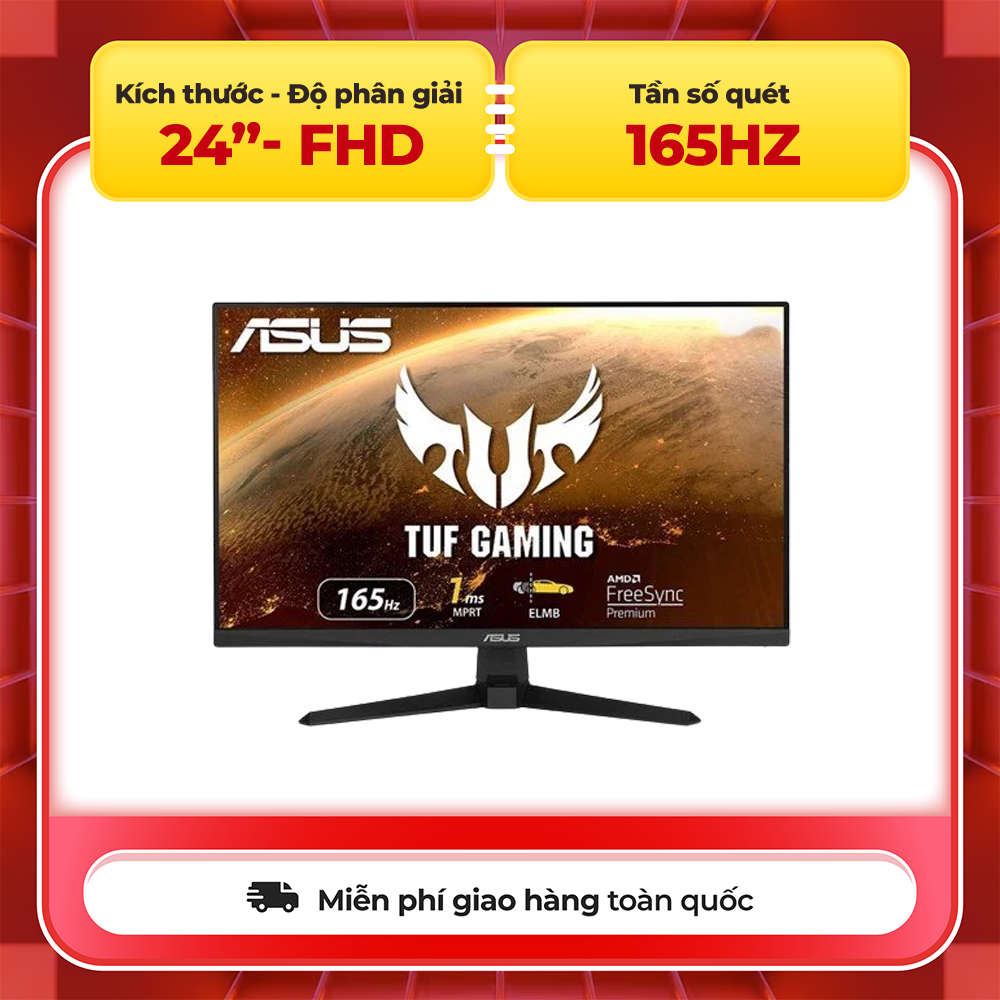 GAERVN - Top màn hình 24 inch - Màn hình Asus TUF GAMING VG249Q1A 24 inch IPS 165Hz G Sync compatible chuyên game
