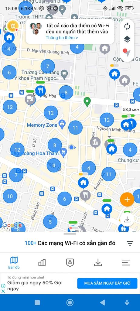 Hướng dẫn sử dụng WiFi Map - GEARVN