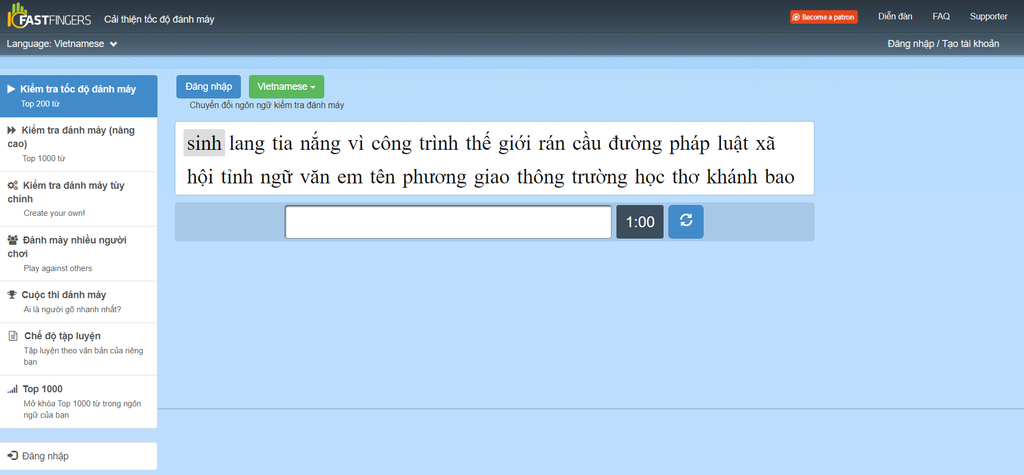 GEARVN -  10fastfingers website thực hiện typing test online