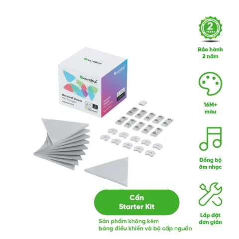 GEARVN Đèn thông minh Nanoleaf Shapes Tam Giác Mini 10 ô đèn (Bộ mở rộng)