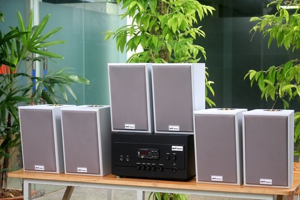 GIÁ RẺ Dàn loa V58 Goldsound chuyên dụng lắp Quán Cafe, Nhà hàng, Spa, salon tóc,.. THIẾT KẾ TƯỜNG TRẮNG từ 30m2 - 400m2