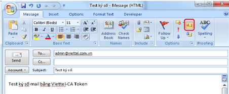 Hướng dẫn ký email trong Outlook 2007 bằng chữ ký số Viettel