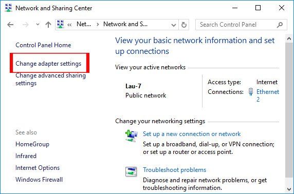 changing network type in wi dows 8