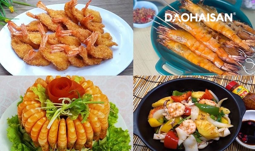 Tôm thẻ tươi được nấu thành nhiều món khác nhau