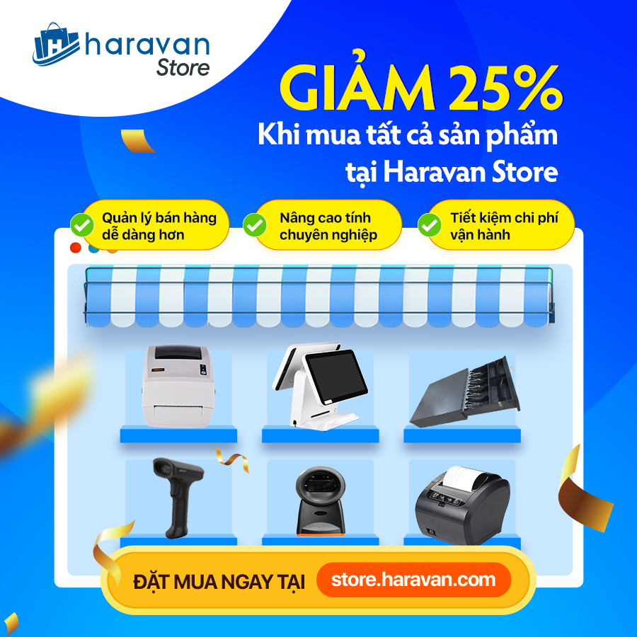 Giảm 25% khi mua thiết bị bán hàng Haravan