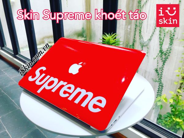 Miếng Dán Skin Trang Trí Macbook Pro Air Retina Supreme Đỏ Khoét Táo