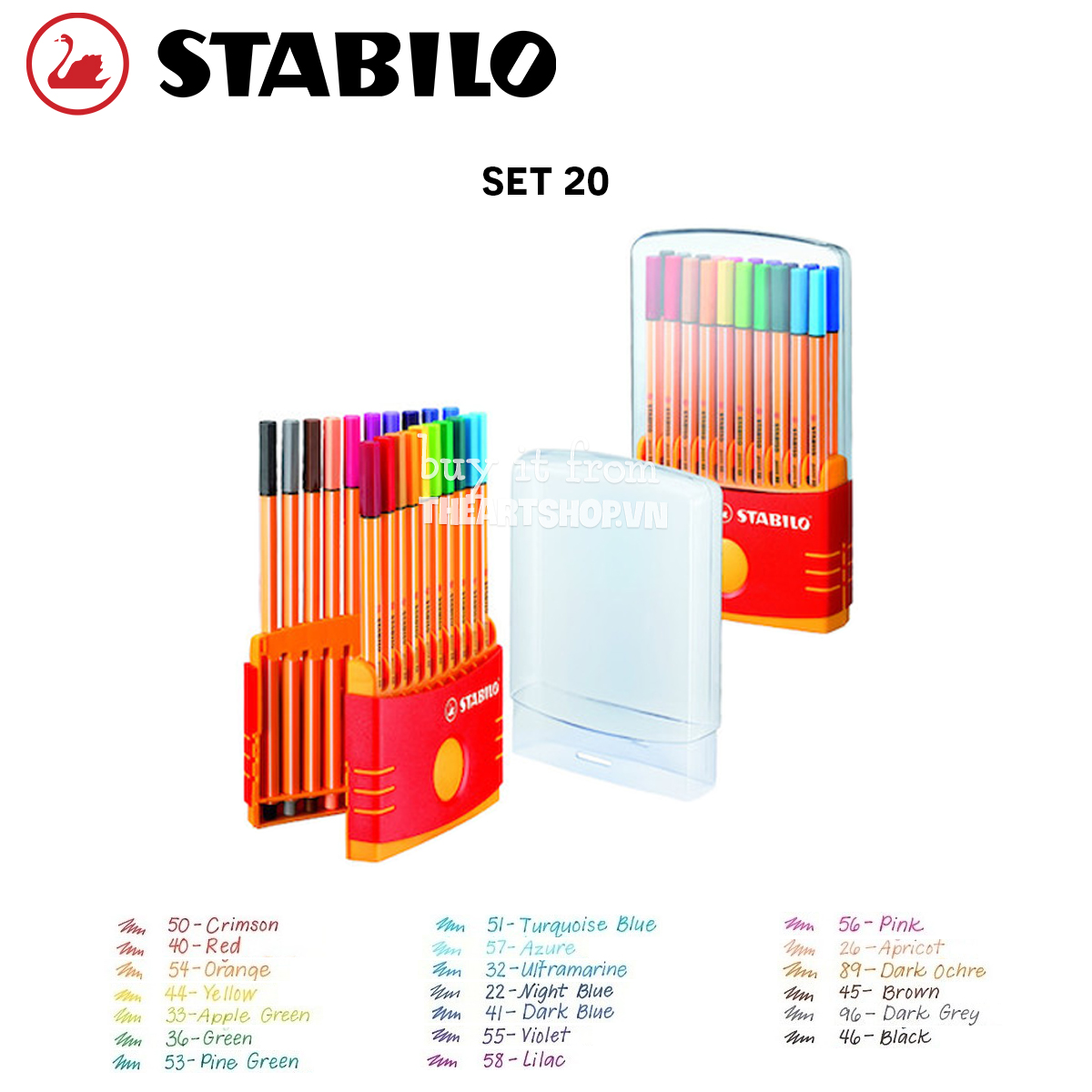 Bộ bút line STABILO (Hộp thiếc) - STABILO Point 88 Fineliner Marker Pe –  