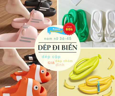 Dép đi biển đẹp cho cặp đôi, hội nhóm, gia đình, dép nhựa đi biển CUTE 2024