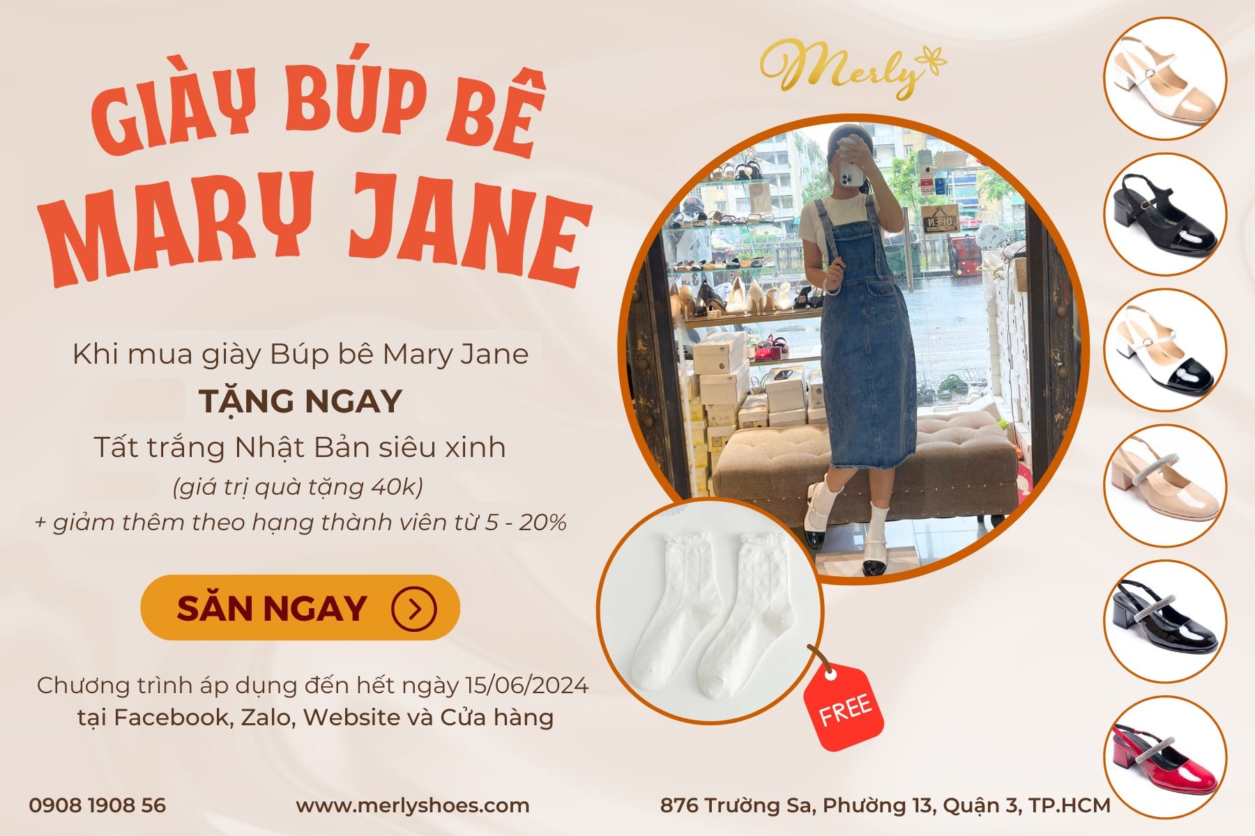 Giày búp bê Mary Jane tặng ngay vớ trắng Nhật Bản siêu xinh