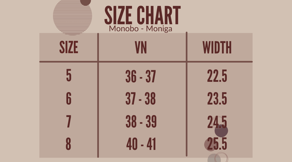 Bảng size dép Thái Lan