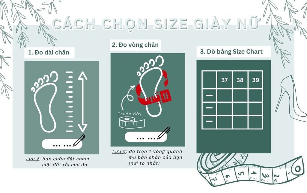 cách đo chân và chọn size giày nữ