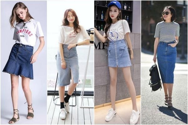 Bật mí 10 Outfits phối chân váy bò mặc với áo gì xịn nhất