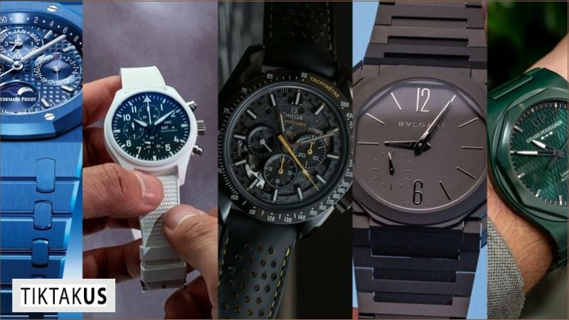 Đồng hồ ceramic với nhiều màu sắc khác nhau (đen, trắng, xanh, xám...)]